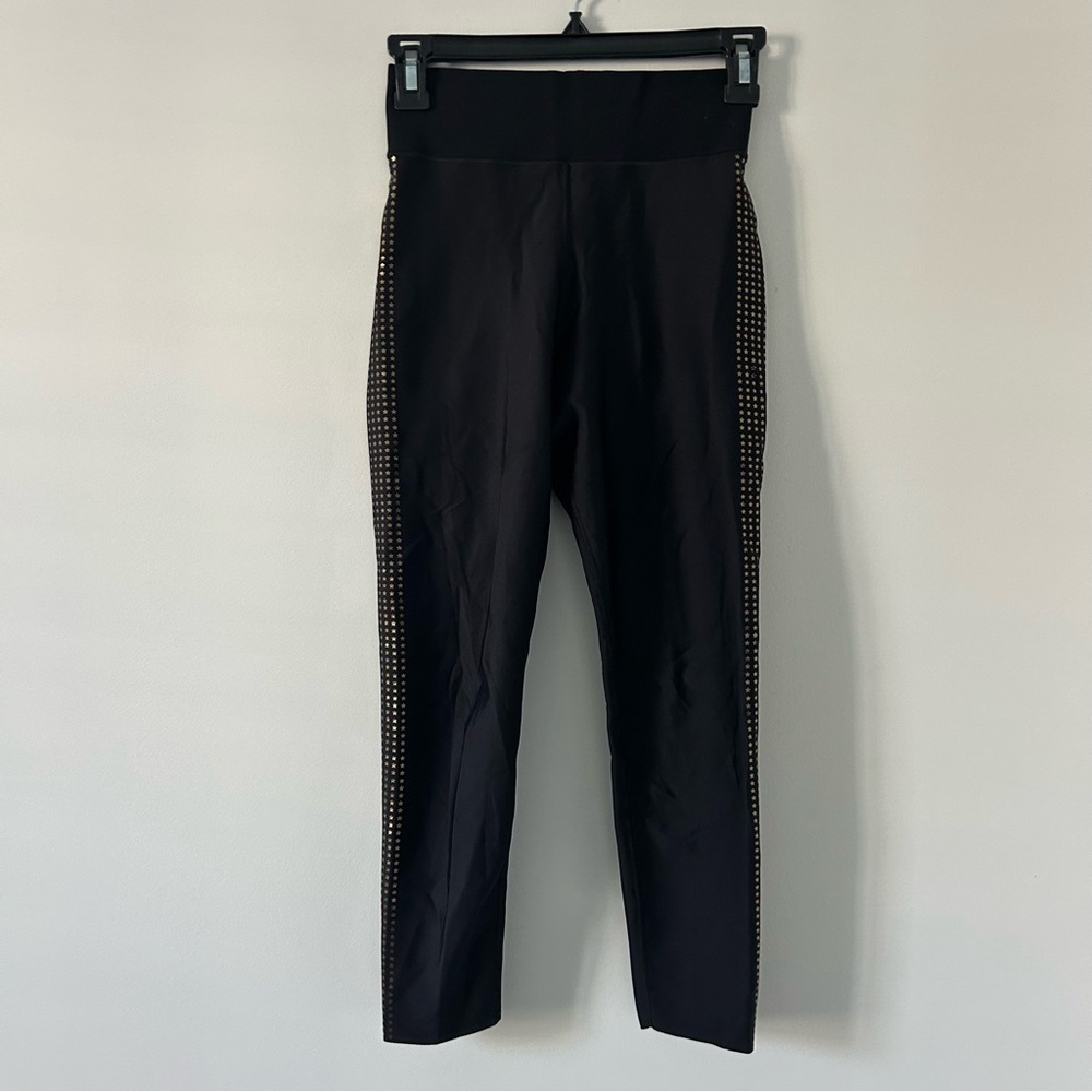 Ultracor Black Gold Star Foil Metallic Side Design High Rise Leggings 22in S